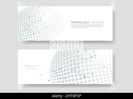 Vector halftone circle design witn molecule connect Stock Vector