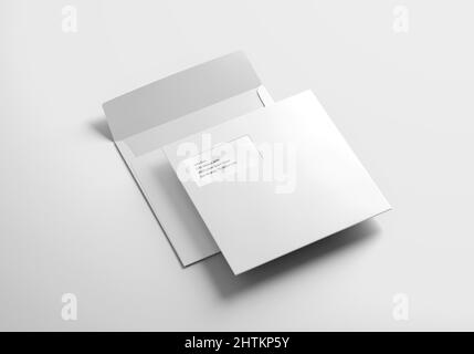 Envelope Square Mockup 3D Rendering Stock Photo