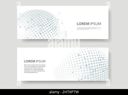Vector halftone circle design witn molecule connect Stock Vector