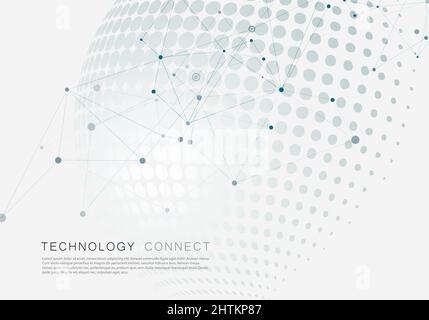 Vector halftone circle design witn molecule connect Stock Vector