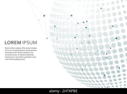 Vector halftone circle design witn molecule connect Stock Vector