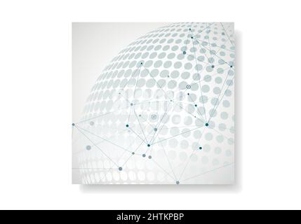 Vector halftone circle design witn molecule connect Stock Vector