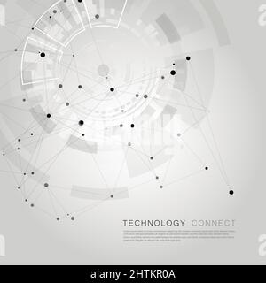 Network background with big circle connected lines Stock Vector