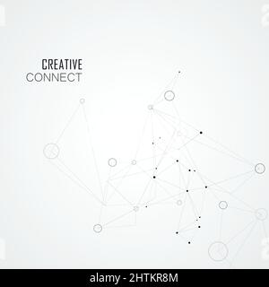 Polygonal abstract space background with connecting dots circles and lines Stock Vector