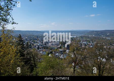 The view from above of the city of Bad Honnef in great spring weather Stock Photo