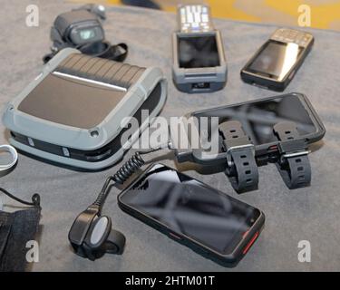 Ring Barcode Scanner Handheld Portable Computer Reader Smart Printer Device Stock Photo