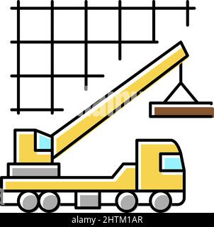 crane lifting building materials color icon vector illustration Stock ...