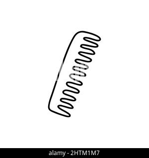 Bamboo comb. Zero waste material for durable use. Useful qualities for hair. Black and white hand drawn vector isolated illustration. Icon doodle wood Stock Vector