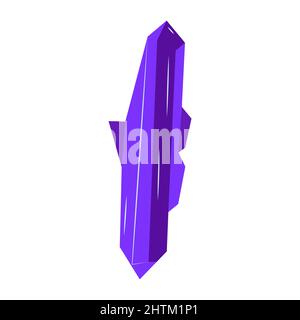 Amethyst. Crystal purple. Gemstone magic. Bright and shiny. Colorful vector isolated illustration hand drawn. Icon single element Stock Vector