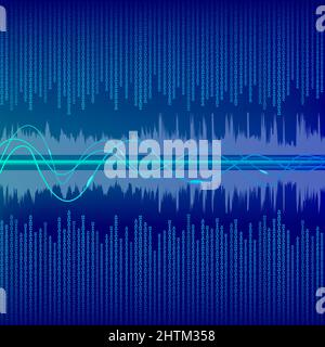 Binary wave sound vector illustration background. Stock Vector