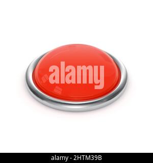 Red button vector illustration on white background. Stock Vector