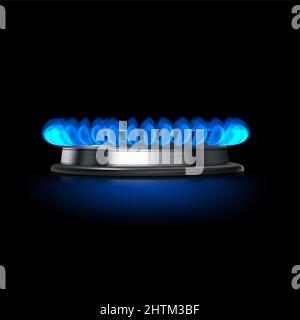 Gas burner vector illustration on dark background. Stock Vector