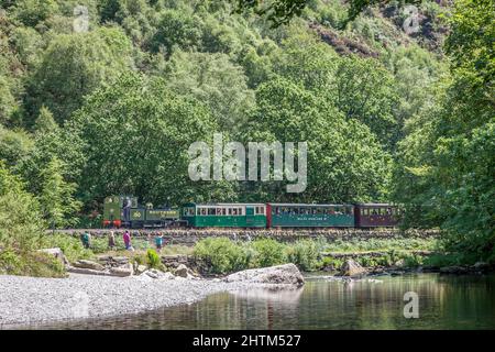 L&B 2-6-2T 'Lyd' passes Aberglaslyn Pass on the Welsh Highland Railway during the Hunslet 125 Stock Photo