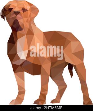 Portrait of standing in profile rottweiler, vector polygonal illustration Stock Vector