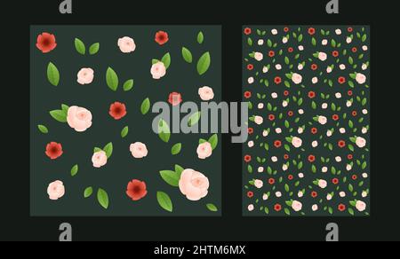 Traditional floral pattern with peony and green leaves. Decoration for greeting card and packaging paper. Seamless texture. Stock Vector