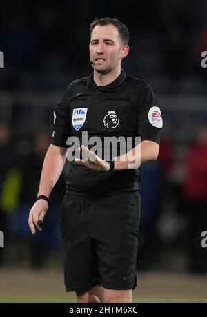 Burnley, England, 1st March 2022.   Referee Christopher Kavanagh during the Premier League match at Turf Moor, Burnley. Picture credit should read: Andrew Yates / Sportimage Credit: Sportimage/Alamy Live News Stock Photo
