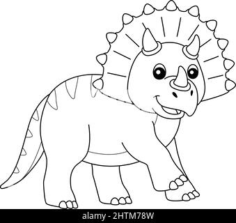 Triceratops Coloring Isolated Page for Kids Stock Vector