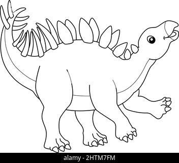 Kentrosaurus Coloring Isolated Page for Kids Stock Vector