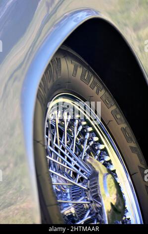 classic car wheel arch and tyre Stock Photo