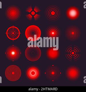 Thermal, night vision scope. Crosshair, gun sight vector icons. Bullseye, target or aim symbol. Military rifle scope, shooting mark sign. Targeting Stock Vector