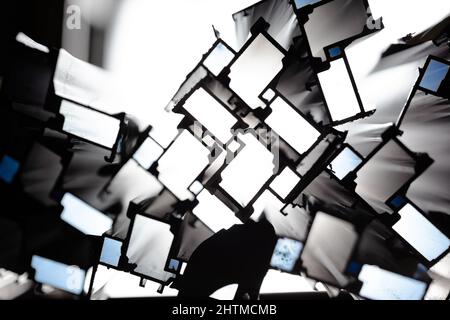 aluminum profile, abstract white and gray, soft focus Stock Photo