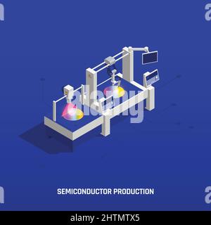 Semiconductor chip production isometric composition with text and ...