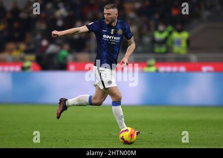 Milan, Italy, 1st March 2022. Milan Skriniar of FC Internazionale reacts during the Coppa Italia match at Giuseppe Meazza, Milan. Picture credit should read: Jonathan Moscrop / Sportimage Credit: Sportimage/Alamy Live News Stock Photo