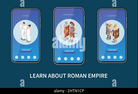 Isometric ancient rome gladiators composition with view of round arena ...