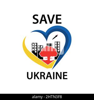 Save Ukraine with love icon. Vector Illustration on white background Stock Vector