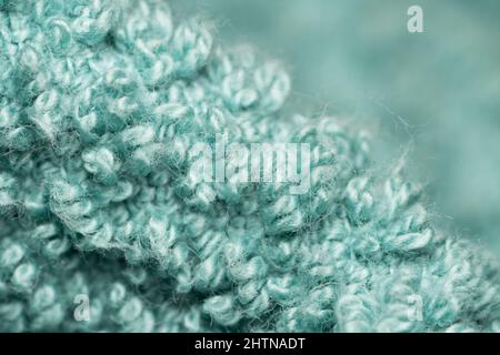 turquoise colored towel fabric macro abstract close up. Stock Photo