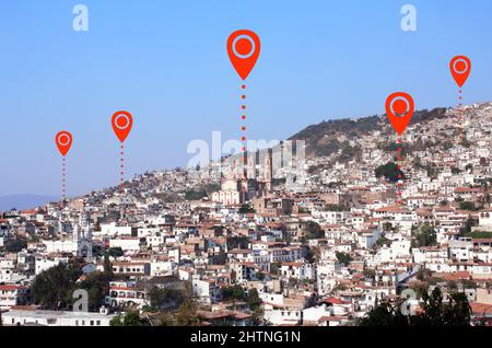 Taxco, Mexico pin on map Stock Photo - Alamy