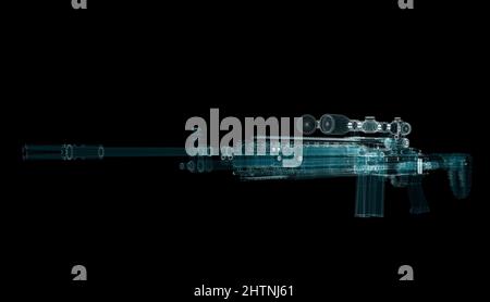 Submachine Gun Hologram. Weapon and Technology Concept Stock Photo