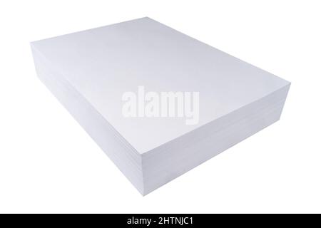 Close up of a stack of paper isolated on white background. A4 blank paper stack isolated. Mockup. Stack of blank paper sheets Stock Photo