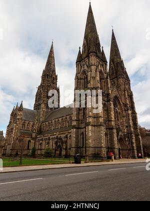 St Mary's Episcopal Cathedral exterior in gothic style architecture, Edinburgh, Scotland, UK Stock Photo