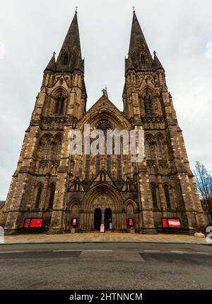 St Mary's Episcopal Cathedral exterior in gothic style architecture, Edinburgh, Scotland, UK Stock Photo
