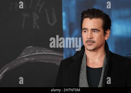 New York, United States. 01st Mar, 2022. Colin Farrell attends the world premiere of 'The Batman' at Lincoln Center Josie Robertson Plaza in New York. Credit: SOPA Images Limited/Alamy Live News Stock Photo