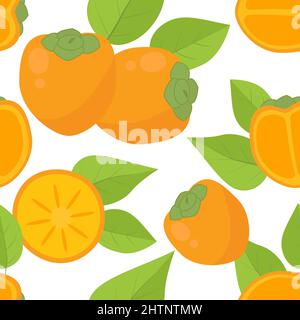 Persimmon seamless pattern vector illustration Stock Vector