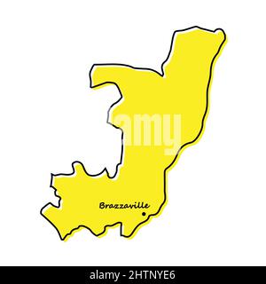 Simple outline map of Congo with capital location. Stylized minimal ...