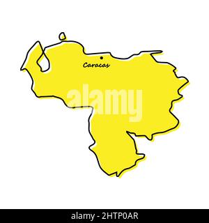 Simple outline map of Venezuela with capital location. Stylized minimal ...