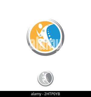 Chiropractic physiotherapy logo design template. Creative human spinal health care medical template. Vector illustration EPS.8 EPS.10 Stock Vector