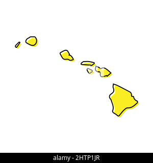 Simple outline map of Hawaii is a state of United States. Stylized minimal line design Stock Vector