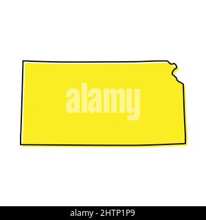 Simple map of Kansas state of United States and location on USA map ...