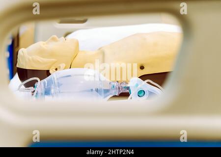 Image of CPR dummy with defibrillator Stock Photo