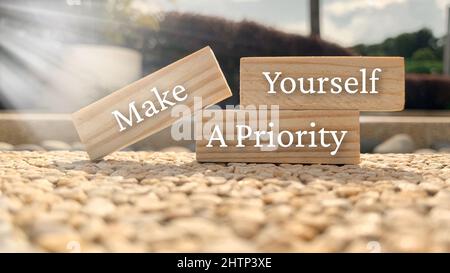 Premium Vector | Make yourself a priority gratitude quotes design premium  vector