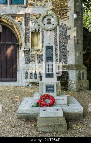 War memorial at St Mary the Virgin church, West Winch, Norfolk. Stock Photo