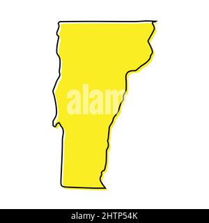 Simple outline map of Vermont is a state of United States. Stylized minimal line design Stock Vector