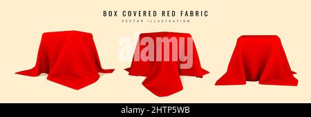 Free Vector  Realistic box covered with red silk cloth isolated