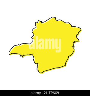 Simple outline map of Minas Gerais is a state of Brazil. Stylized minimal line design Stock Vector