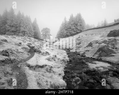 An infrared image of Bleamoss Beck just below Blea Tarn in the Lake District National Park, Cumbria, England. Stock Photo