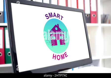 Smart home concept shown on a computer screen Stock Photo